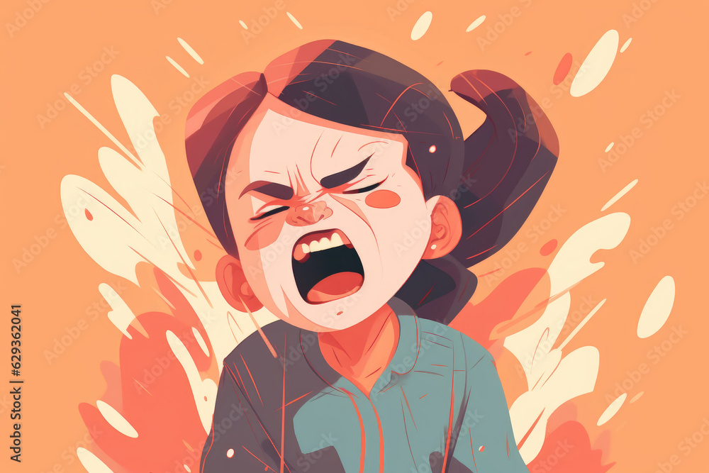 Toddler having a temper tantrum. Sad child screaming in anger.