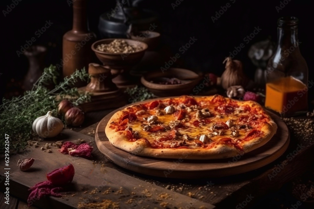 Delicious hot pizza. Generative AI.