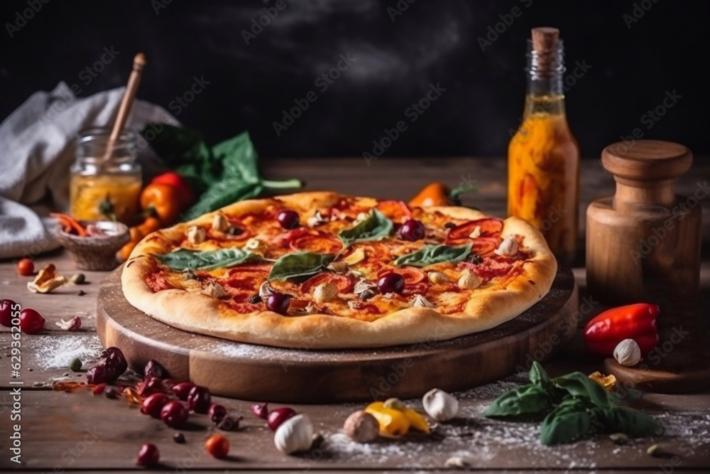 Delicious hot pizza. Generative AI. Delicious hot pizza. Generative AI.
