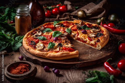 Wallpaper Mural Delicious hot pizza. Generative AI. Torontodigital.ca