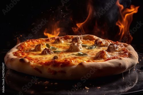 Delicious hot pizza. Generative AI.