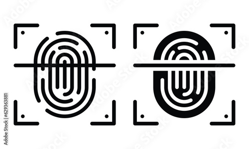 Fingerprint scan icon with outline and glyph style.