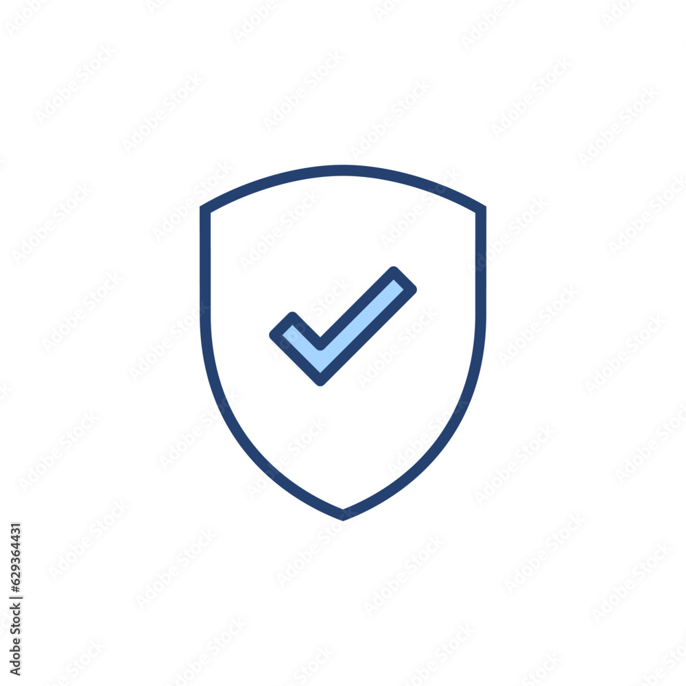 Shield check mark icon vector. Protection approve sign. Insurance icon Shield check mark icon vector. Protection approve sign. Insurance icon