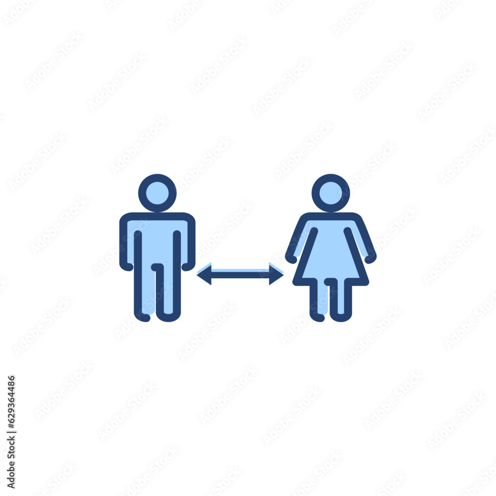 Social distancing vector. social distance sign and symbol. self quarantine sign Social distancing vector. social distance sign and symbol. self quarantine sign