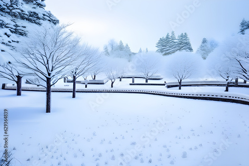 winter landscape with snow Generative AI © 아진 이