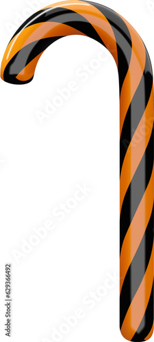 halloween 3d candy cane with orange and black stripes