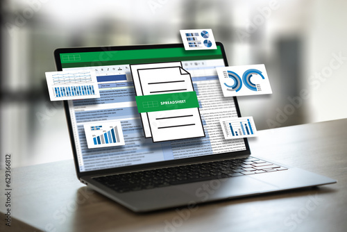 businessman working with data and graphs in spreadsheet documents for online analysis Microsoft Excel project dashboard accounting digital photo