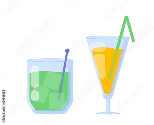 Set of alcoholic cocktails vector concept