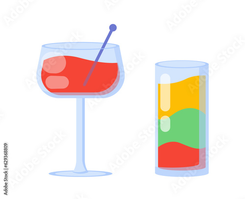 Set of alcoholic cocktails concept
