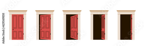 Door opening and closing vector set