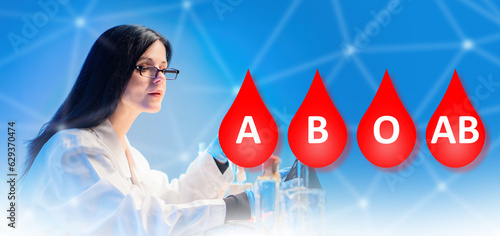 Blood groups. Doctor in lab...