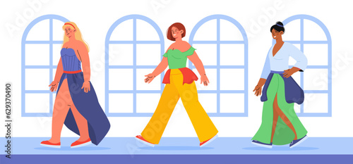 Women at fashion week vector concept