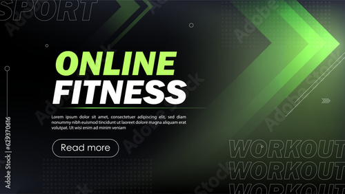 Online fitness banner vector concept