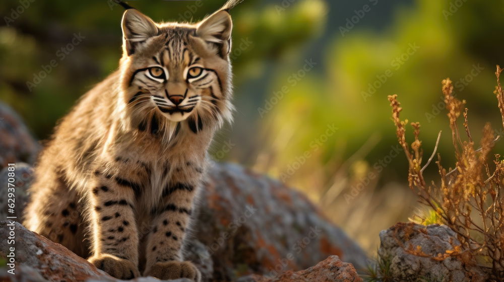 Obraz premium a wild cat like the iberian lux. Generative AI