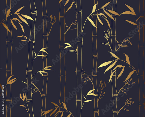 Golden bamboo seamless pattern vector