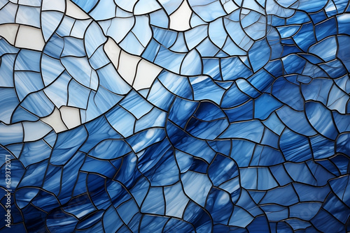 abstract mosaic of blue and white tiles