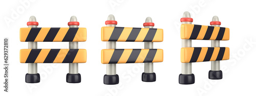 Roadblocks isolated on white background. Labor day. 3d rendering photo