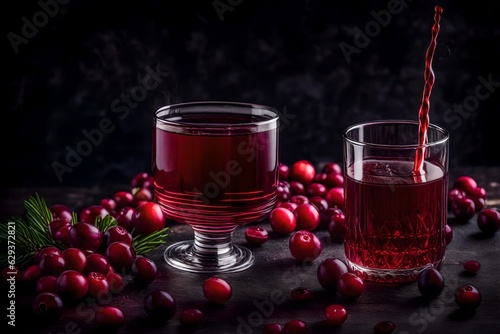 glass of red wine with berries