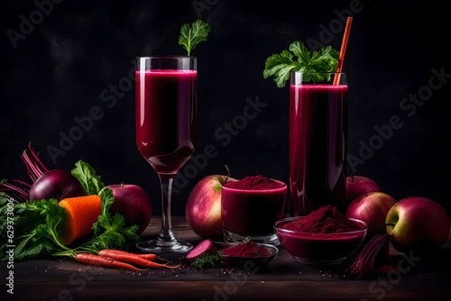 Plum juice with fresh plum and mint