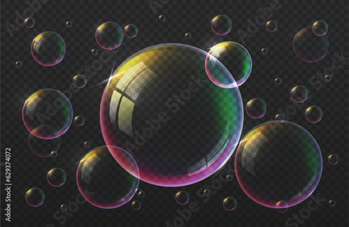 Realistic bubbles at copy space vector