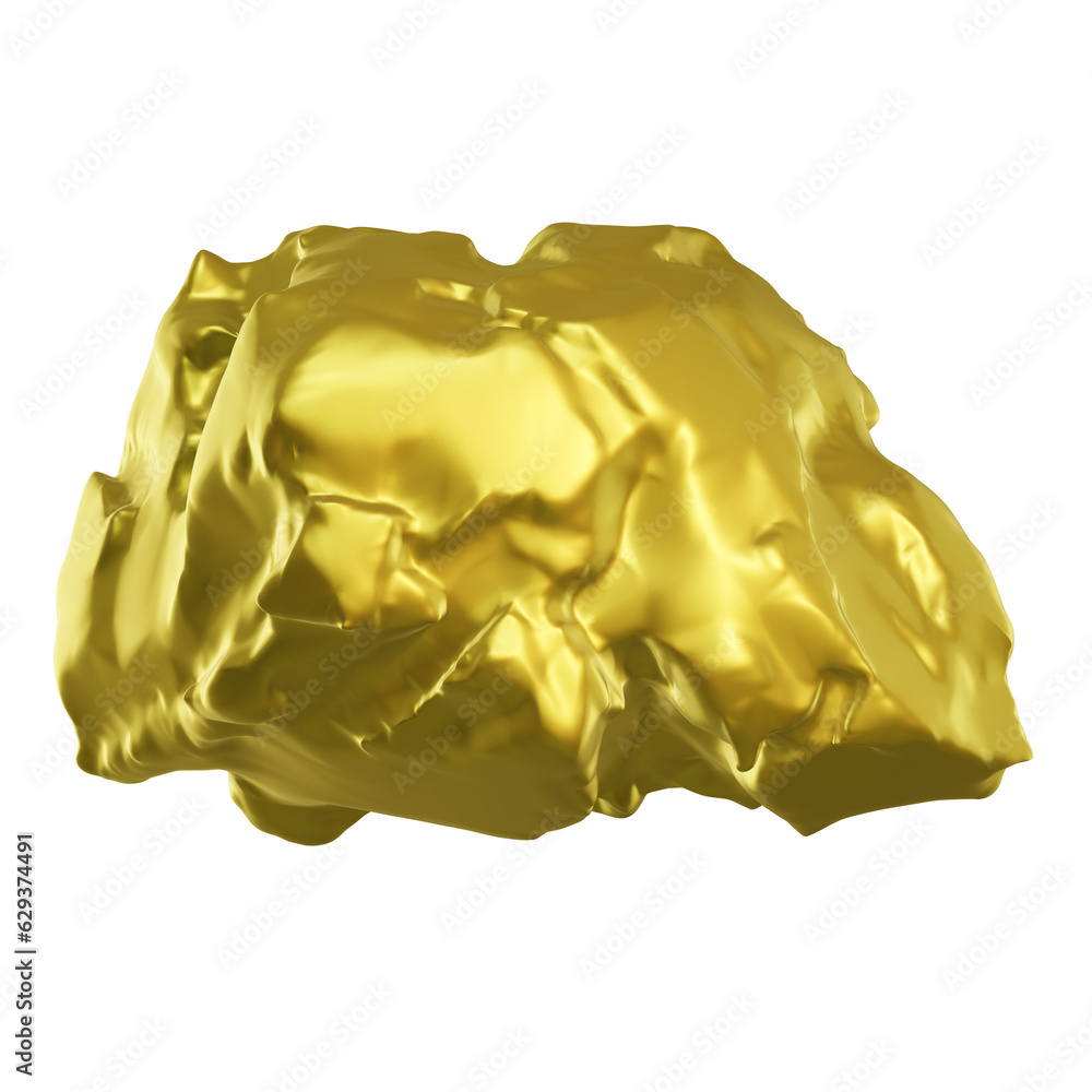 3D gold nugget isolated. 3D gold nugget isolated.