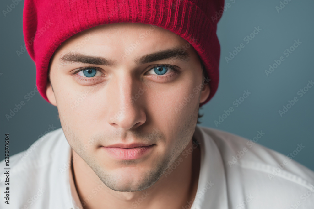 young man wearing a headdress, clean background. Generative AI young man wearing a headdress, clean background. Generative AI
