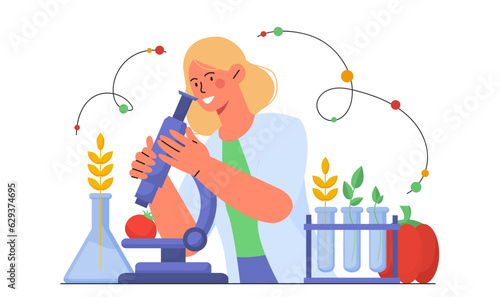 Woman study of vegetables vector concept