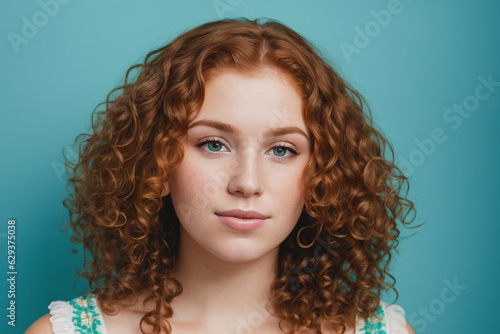 Beautiful red-haired woman, on a clean background. Generative AI