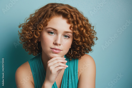 Beautiful red-haired woman, on a clean background. Generative AI