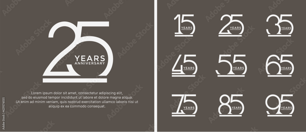 set of anniversary logo white color on brown background for celebration moment set of anniversary logo white color on brown background for celebration moment