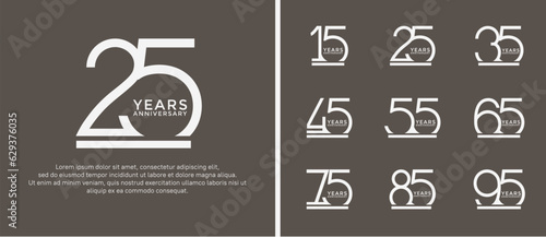 set of anniversary logo white color on brown background for celebration moment