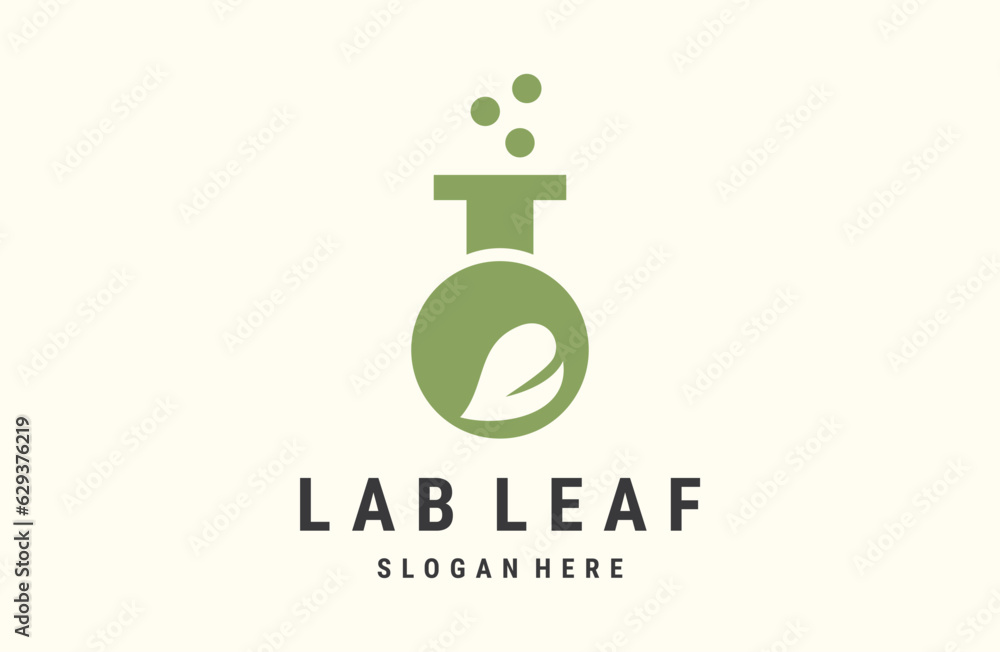 Bottle laboratory with leaf logo design vector icon illustration Bottle laboratory with leaf logo design vector icon illustration