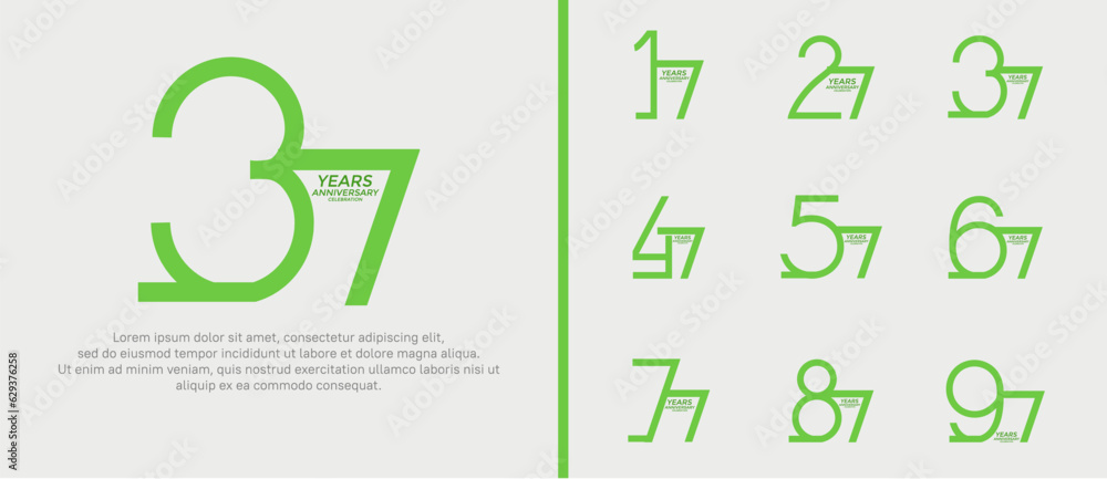 set of anniversary logo green color on white background for celebration moment set of anniversary logo green color on white background for celebration moment