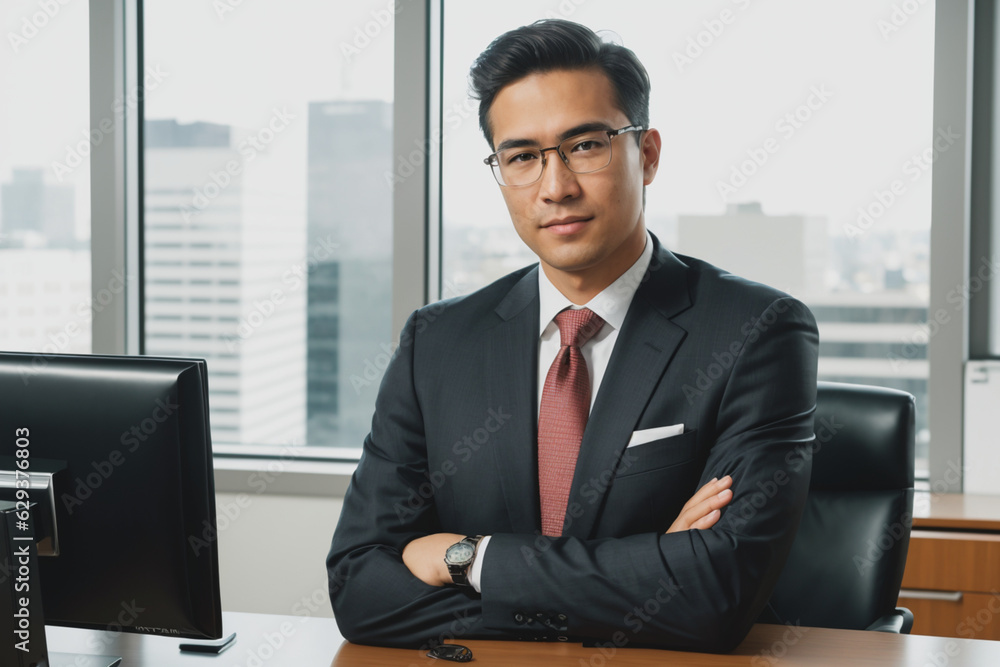 Man wearing suit, in his office. Business man. Generative AI
Man wearing suit, in his office. Business man. Generative AI