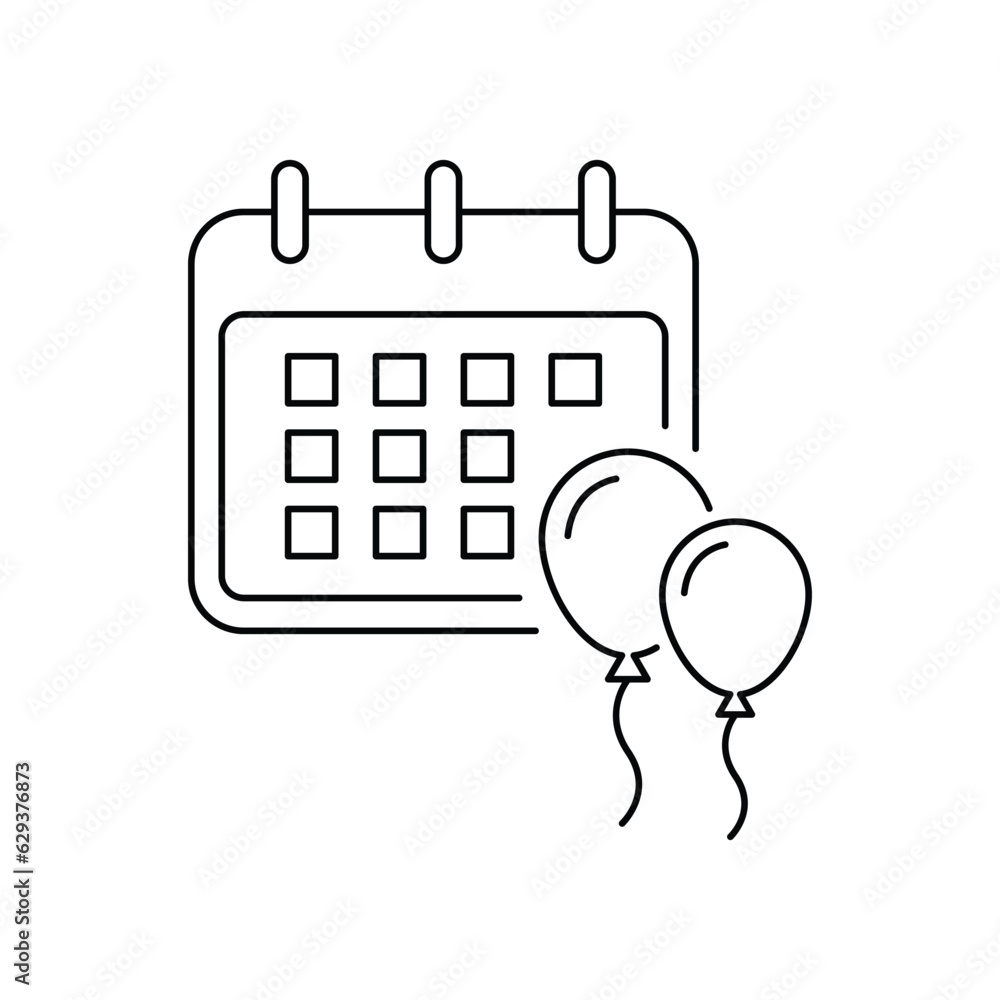 Calendar with party ballon icon design. isolated on white background. vector illustration Calendar with party ballon icon design. isolated on white background. vector illustration