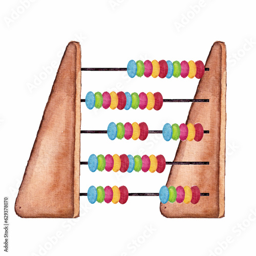 watercolor illustration hand drawn abacus