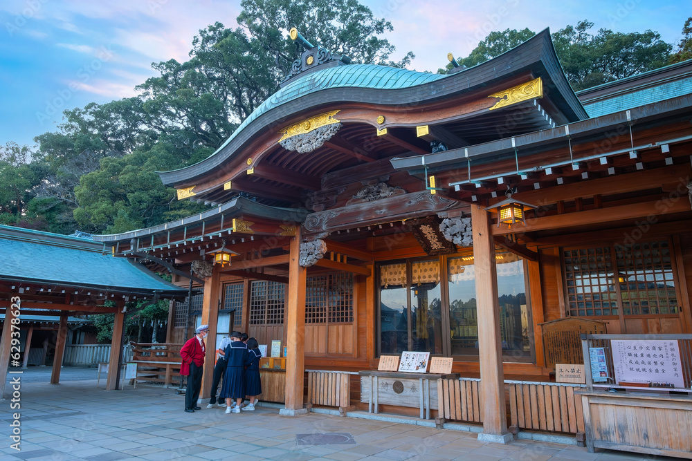 Naklejka premium Nagasaki, Japan - Nov 28 2022: Suwa Shrine is a major Shinto shrine, it's established as a way of stopping and reverting the conversion to Christianity that took place in Nagasaki