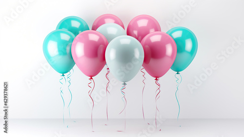Vibrant party balloons against a white background create a festive scene