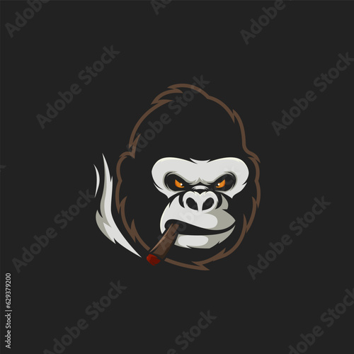 Gorilla smoking logo vector
