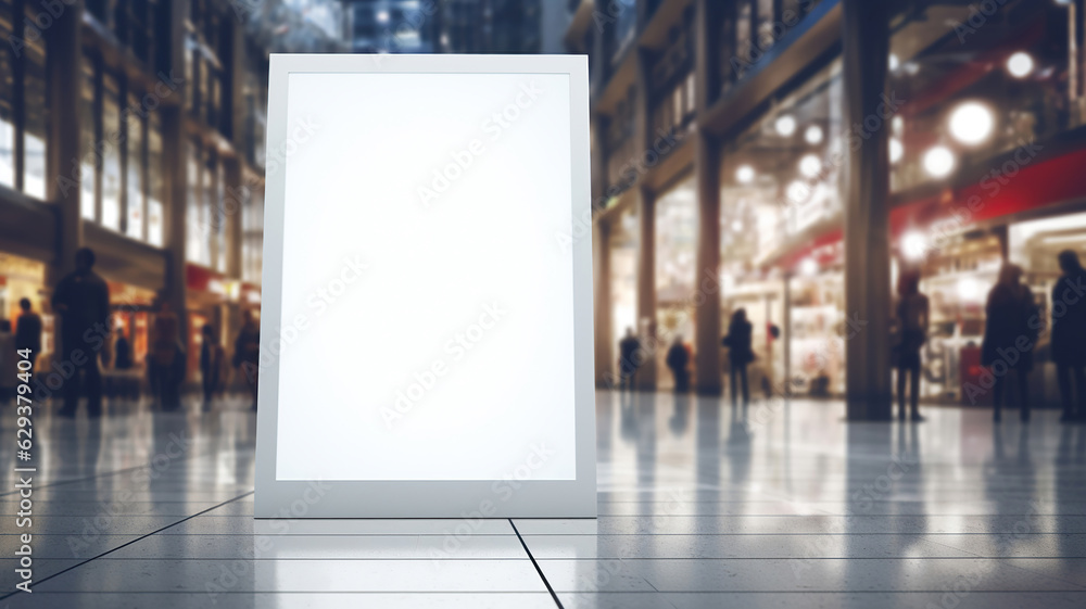 Poster Frame Mockup Displayed at the Mall Poster Frame Mockup Displayed at the Mall