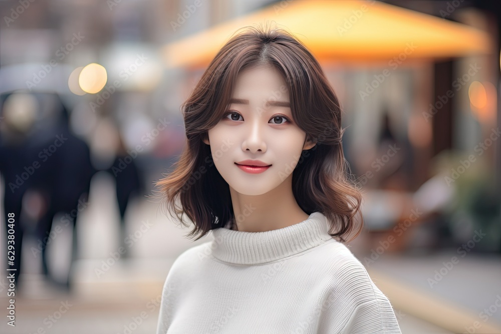 portrait of a young Asian woman in a minimal outfit with a beautiful smile. portrait of a young Asian woman in a minimal outfit with a beautiful smile.