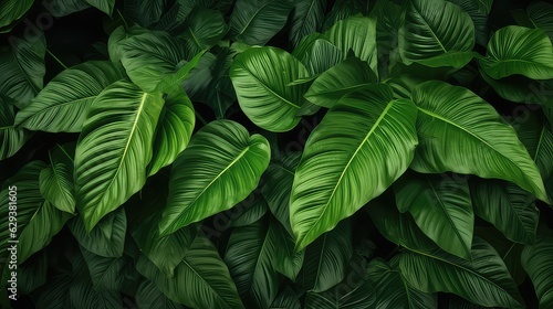 Tropical leaves background green and coloful © Imam Lutfi