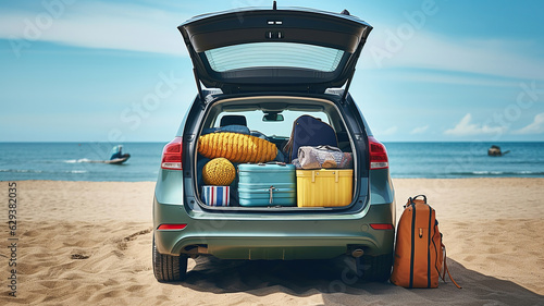 Luggage and bags neatly placed in the car trunk, all set for the holiday trip