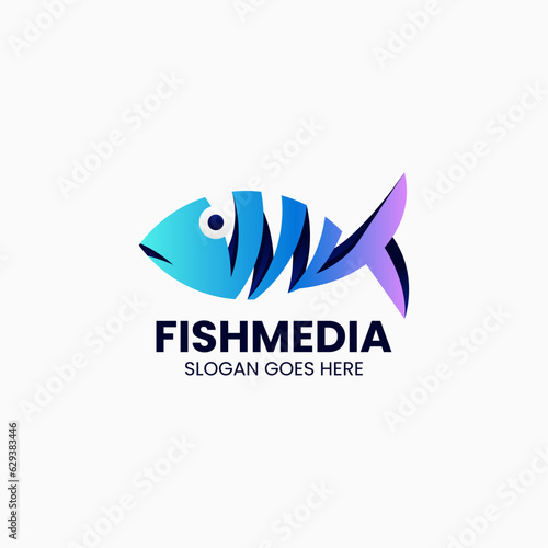 Vector Logo Illustration Fish Gradient Colorful Style