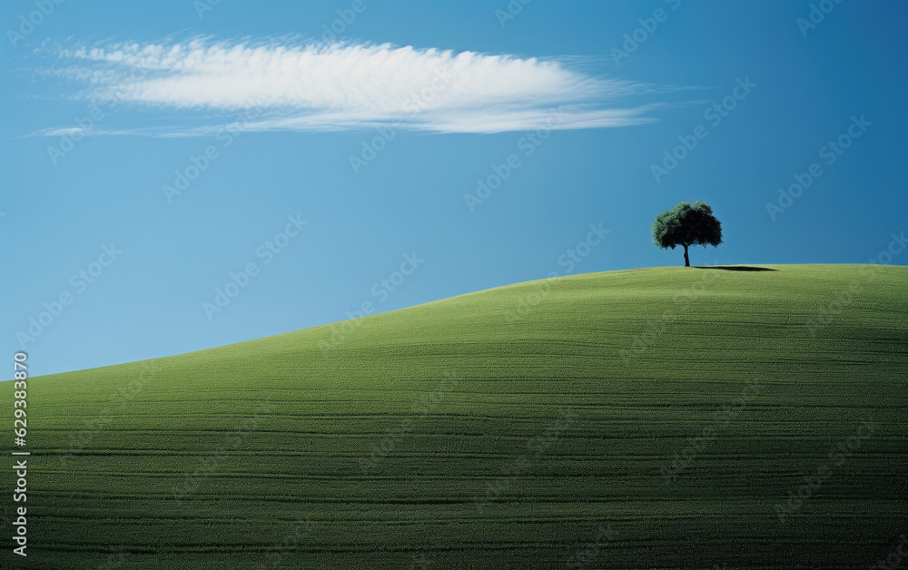 Tree on the hill with blue sky. Tree on the hill with blue sky.