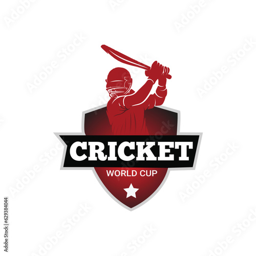 Vector cricket logo championship with player