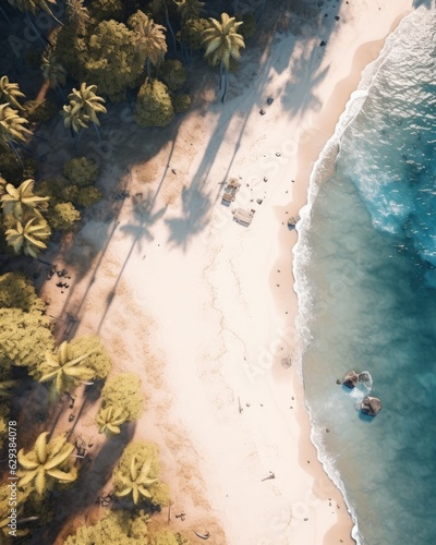 The painting depicts a sandy tropical beach in western Australia. (Generative AI)