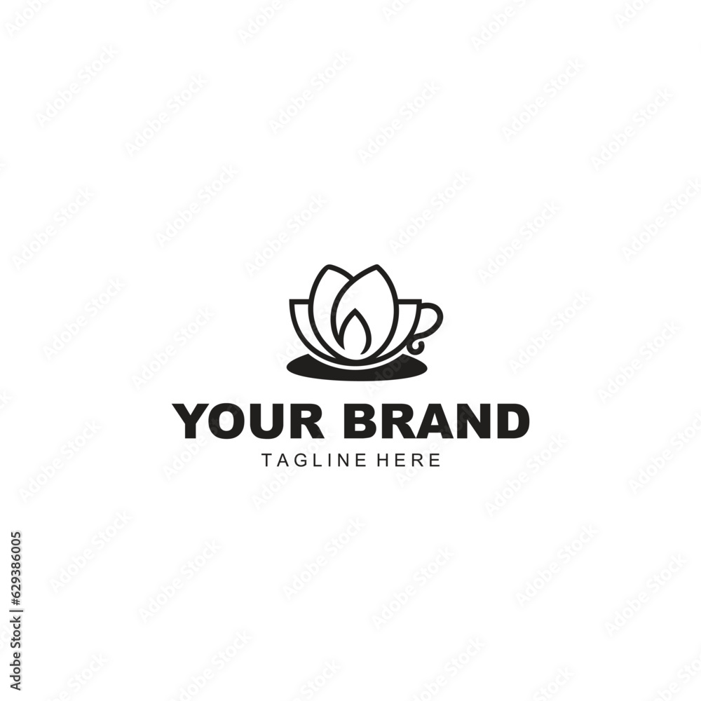 coffee and leaf logo illustration