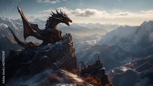 golden dragon in the mountains © QuanSheng