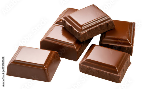 Chocolate isolated on white background, Chocolate bar on white PNG File.